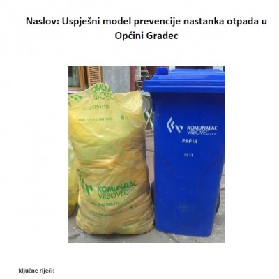 Uspješni model prevencije nastanka otpada u Općini Gradec